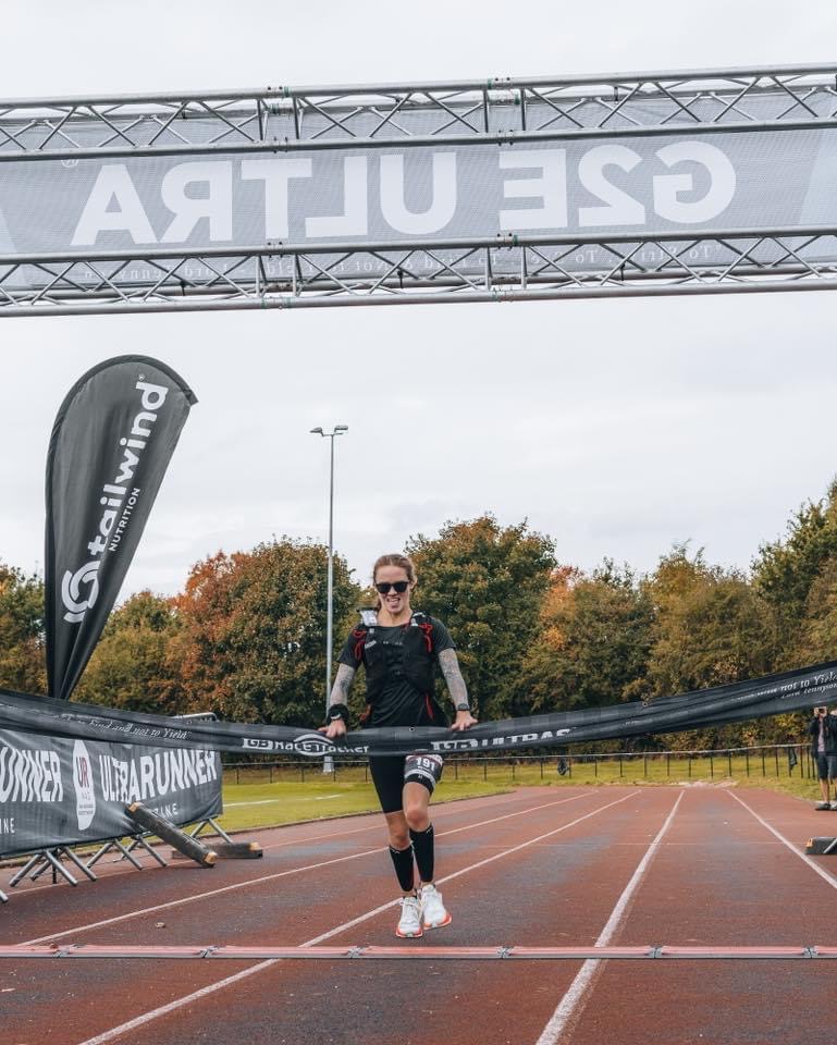 Sara Eydmann finishing an endurance race