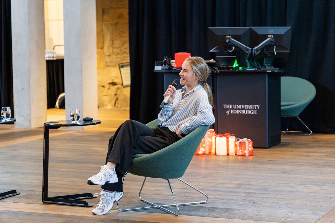 Sara Eydmann speaking at the University of Edinburgh